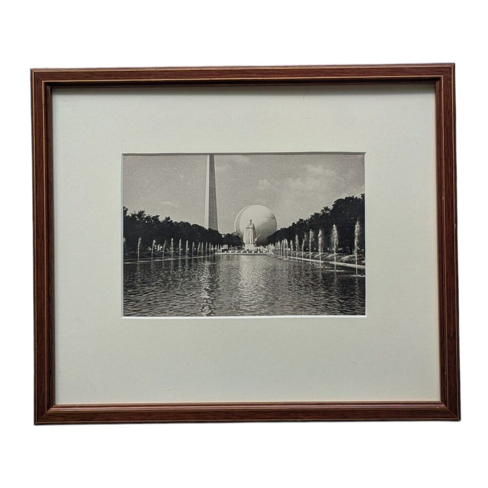 1939 NEW YORK WORLD'S FAIR PHOTO Trylon Perisphere Framed Gelatin ? 16"x13"